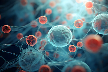 Obraz premium Close-up on microbes under a microscope.