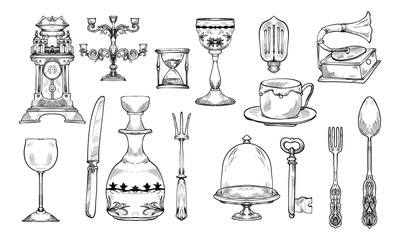 antique object handdrawn collection