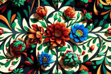Fototapeta na wymiar Fabric Blossoms: Seamless Floral Fabrication