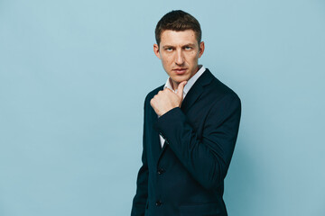 Guy portrait background business background young studio men caucasian person adult isolated handsome confident men