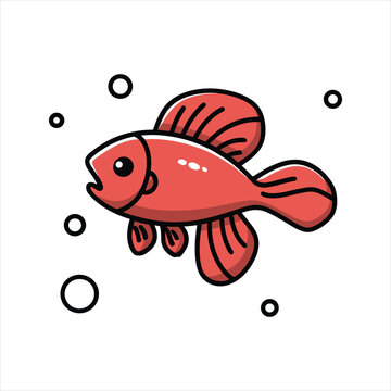 cute Betta Fish Siamese Fish simple minimalism 