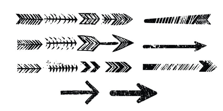 set of grunge brush arrow vector, illustration