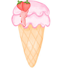Strawberry ice cream cone for valentine day
