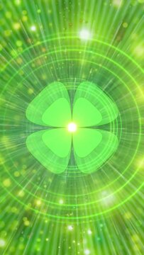 Vertical green four leaf clover good luck meditation animation, video, visualizer