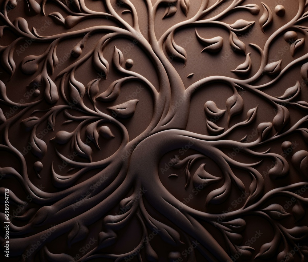 Canvas Prints A delicious chocolate tree on a dark background. Generative AI.