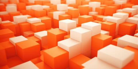Abstract orange and white geometric background with cubes, perfect for modern product packaging design. Generative AI.