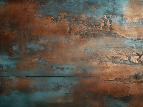A blue and brown painted wall with a blue and brown paint. Generative AI.