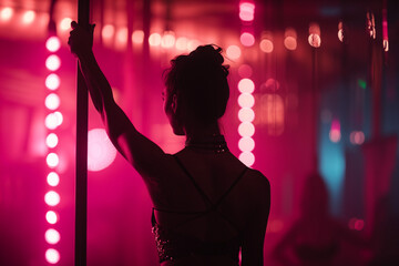 Asiatische Tänzerin im Nachtclub - obrazy, fototapety, plakaty