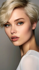 Fototapeta premium portrait of a blonde woman with short hair