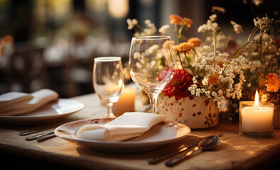 Fototapeta na wymiar christmas , wedding dinner table setting