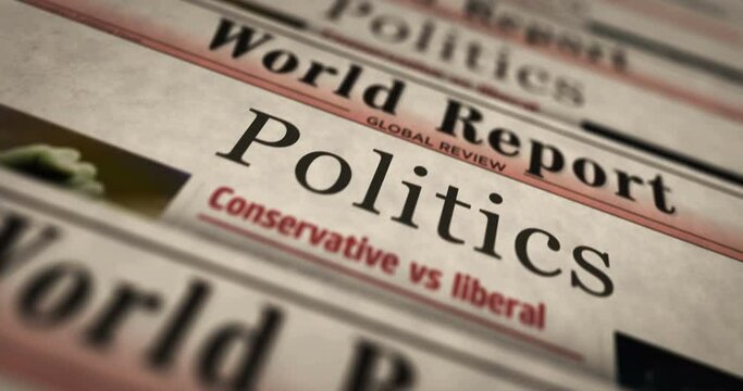 Politics daily news newspaper printing. Abstract concept retro headlines 3d seamless looped.