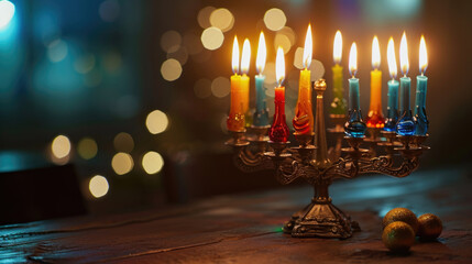 Celebrating Hanukkah with candles