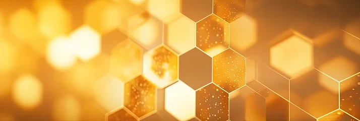Foto op Plexiglas This abstract design asset features a repeated pattern of honeycomb shapes, representing sweetness and organization. It's suitable for honey product packaging, food-related branding,  © Planetz