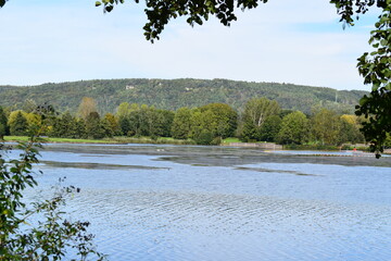 blue lake in autumn, Lac d'Echternach