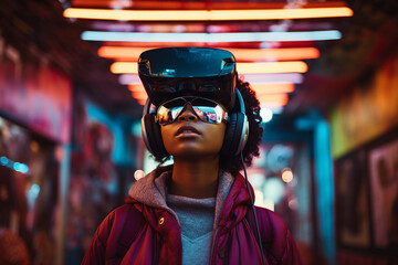 Obraz premium AI generated image of woman in surreal fantasy world made with generative AI