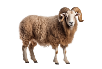 Sheep with horns on transparent background