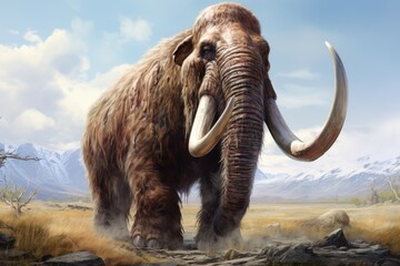 Resilient mammoth animal illustration. Mastodon neolithic fauna. Generate Ai - obrazy, fototapety, plakaty