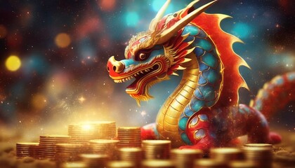 Obraz premium chinese dragon statue at the temple