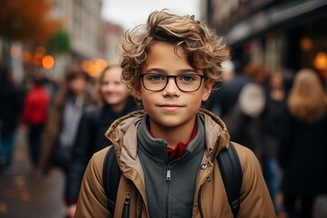 Fototapeta premium Young man standing on city street