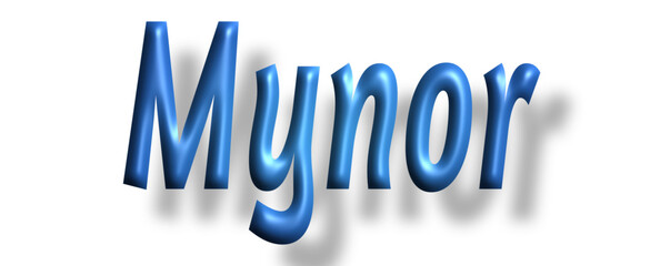 Mynor - lettering - light blue color, embossed tubular font, transparent background, holiday party design, vector project		

