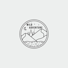 mountain landscape logo line art simple vector illustration template icon graphic design