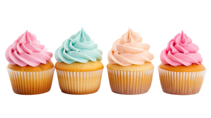 Set of cupcakes isolated on white background. with clipping path