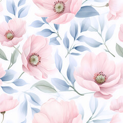 Seamless pattern with pink flowers - 699007550