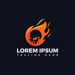 Skull Fire Logo design template