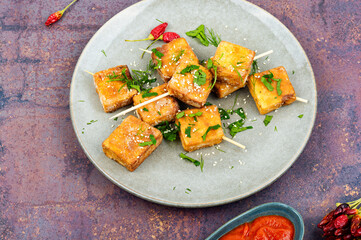 Fried soy cheese tofu