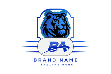 BA Tiger logo Blue Design. Vector logo design for business.