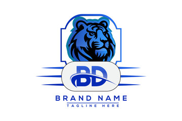 BD Tiger logo Blue Design. Vector logo design for business.