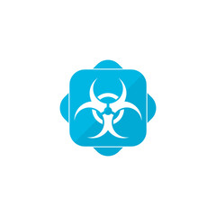  Biohazard blue square button icon isolated on transparent background