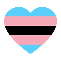 Black transgender flag colors with striped heart shape icon vector illustration.