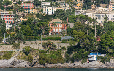 The coastline of Nervi, sea district of Genoa, with parks and gardens