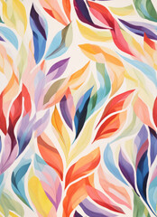 Seamless pattern with colorful abstract leaves. Digital painting. Design for printing, wallpaper, poster, wall art, paper, card, packaging.
