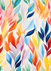 Seamless pattern with colorful abstract leaves. Digital painting. Design for printing, wallpaper, poster, wall art, paper, card, packaging.