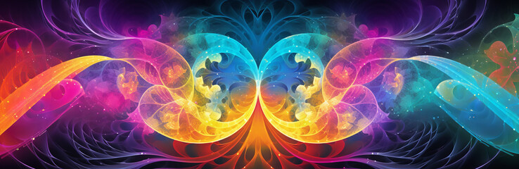 abstract background with fractal designs in rainbow colors for presentation, banner, love