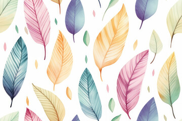 seamless pattern with colorful watercolor leaves. Gift wrap paper