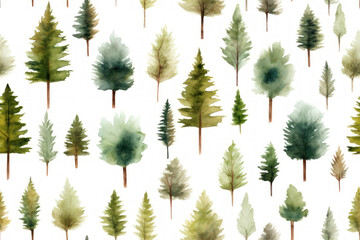 Seamless wrap paper pattern with watercolor trees