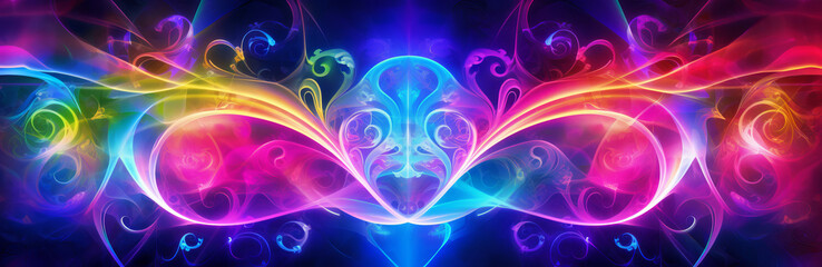 Fototapeta na wymiar abstract background with fractal designs in rainbow colors for presentation, banner, love