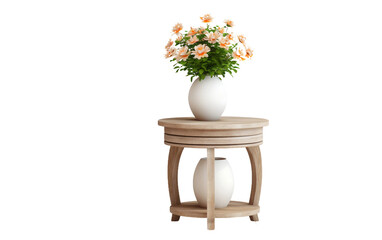 Wooden End Table Natural Vibe Showcase Isolated on Transparent Background PNG.