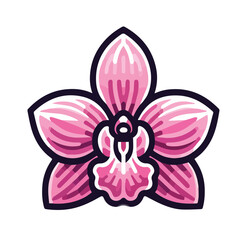 vector logo icon featuring a close-up of a pink orchid isolated on white