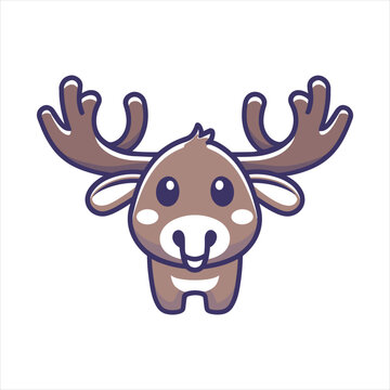 cute Moose Fold simple minimalism flat color vector