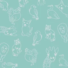 Rolgordijnen Animal Doodle Line Drawing Background © rika