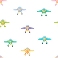 Cute children's seamless pattern with planes. Creative kids texture for fabric, wrapping, textile, wallpaper, apparel. Vector illustration
