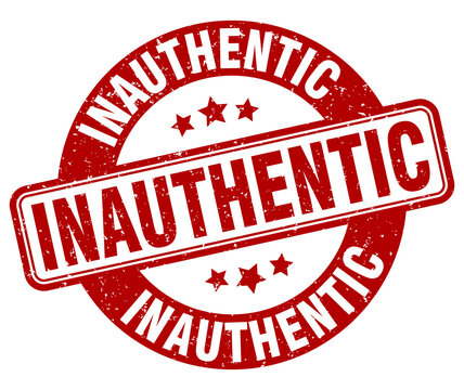 inauthentic stamp. inauthentic label. round grunge sign