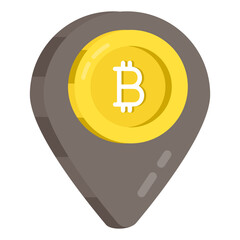 A flat design icon of bitcoin location 

