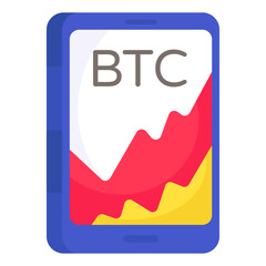 Trendy design icon of mobile bitcoin analytics

