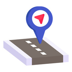 A flat design icon of road location 

