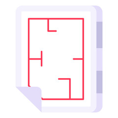 Conceptual flat design icon of construction map

